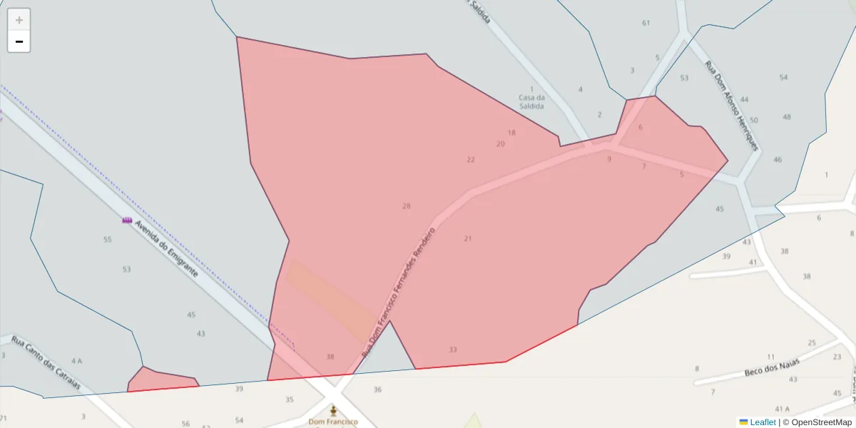 Mapa detalhado do código postal 3870-165 com limites, códigos postais vizinhos e agências dos correios