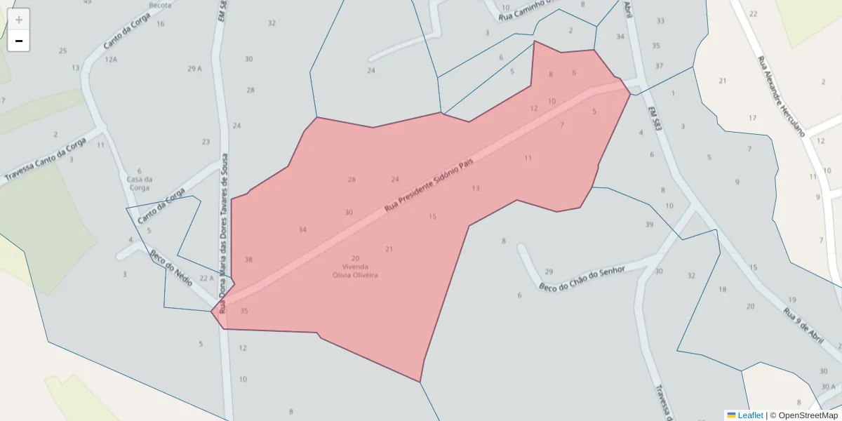Mapa detalhado do código postal 3870-177 com limites, códigos postais vizinhos e agências dos correios