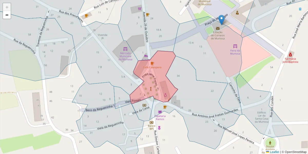 Mapa detalhado do código postal 3870-224 com limites, códigos postais vizinhos e agências dos correios