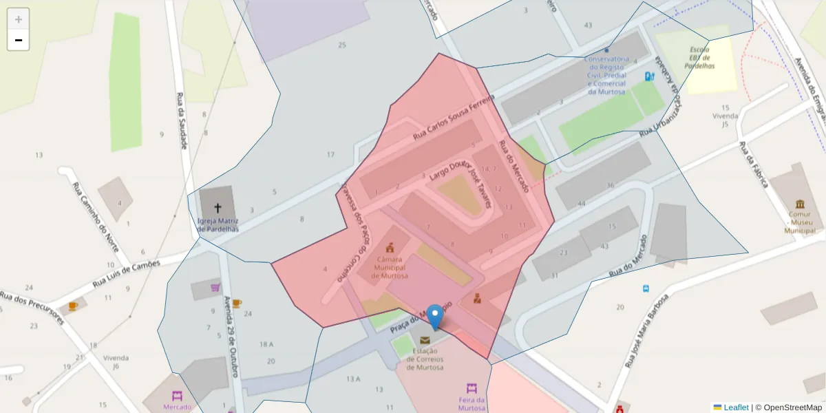 Mapa detalhado do código postal 3870-228 com limites, códigos postais vizinhos e agências dos correios