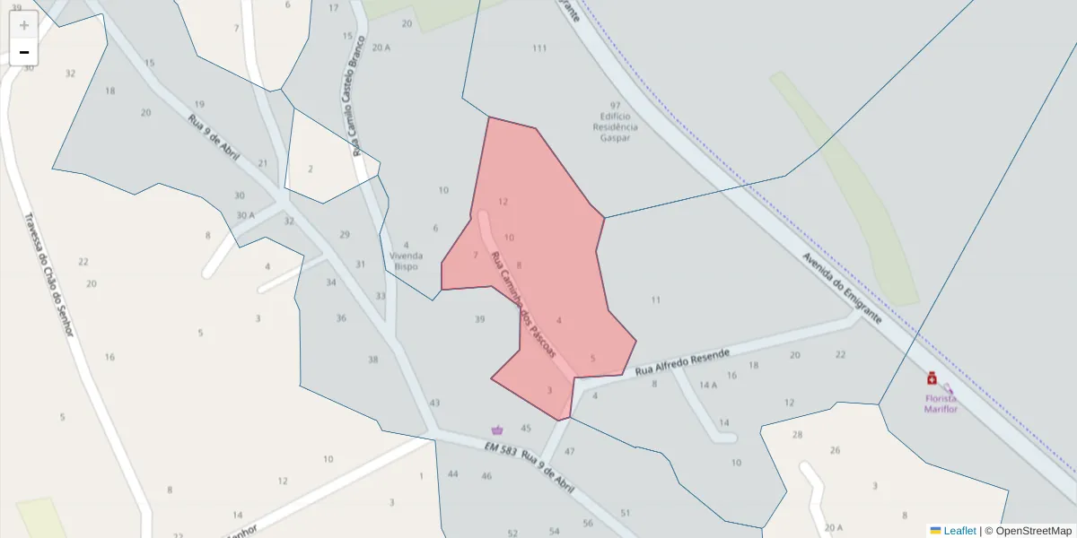Mapa detalhado do código postal 3870-251 com limites, códigos postais vizinhos e agências dos correios