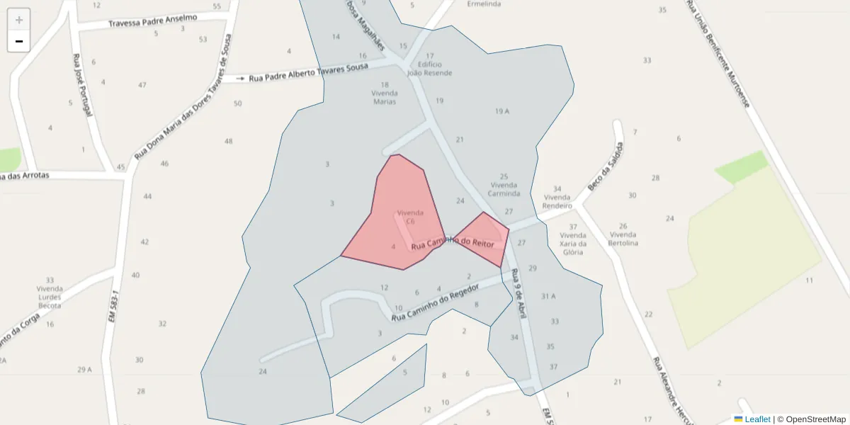 Mapa detalhado do código postal 3870-257 com limites, códigos postais vizinhos e agências dos correios