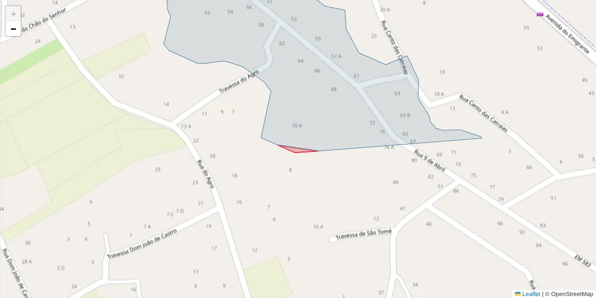 Mapa detalhado do código postal 3870-262 com limites, códigos postais vizinhos e agências dos correios