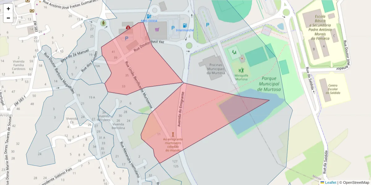 Mapa detalhado do código postal 3870-264 com limites, códigos postais vizinhos e agências dos correios