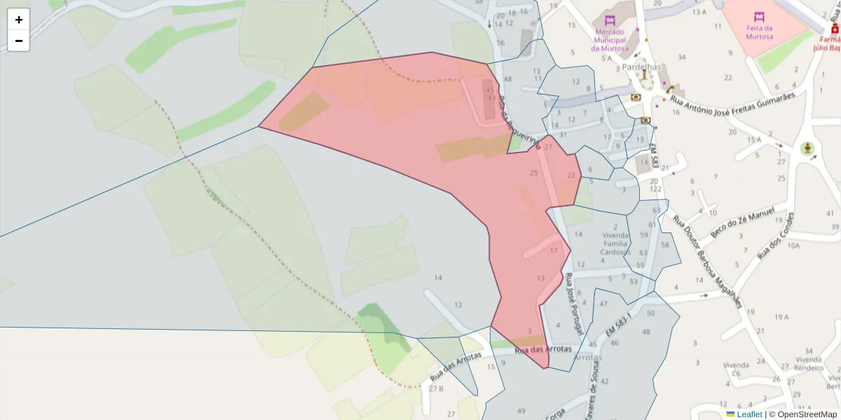 Mapa detalhado do código postal 3870-268 com limites, códigos postais vizinhos e agências dos correios
