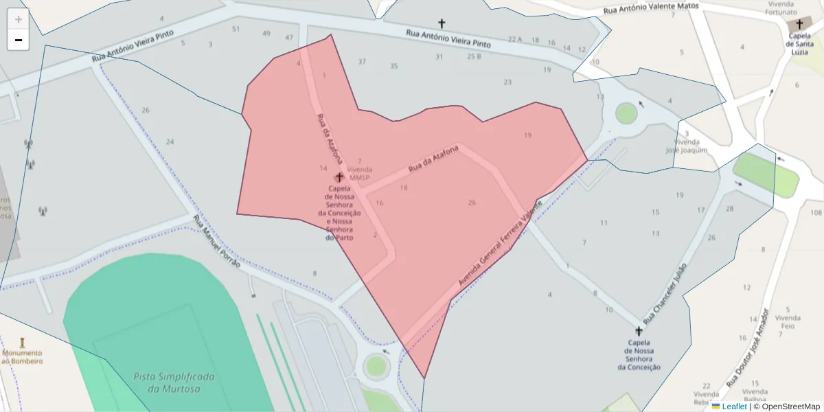 Mapa detalhado do código postal 3870-274 com limites, códigos postais vizinhos e agências dos correios