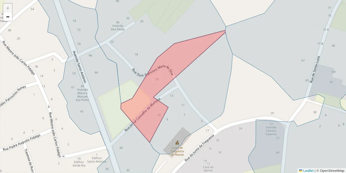 Mapa detalhado do código postal 3870-288 com limites, códigos postais vizinhos e agências dos correios