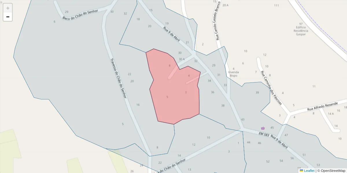 Mapa detalhado do código postal 3870-296 com limites, códigos postais vizinhos e agências dos correios