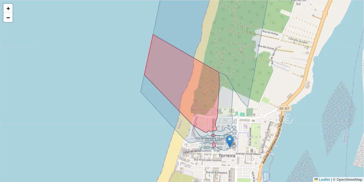 Mapa detalhado do código postal 3870-325 com limites, códigos postais vizinhos e agências dos correios