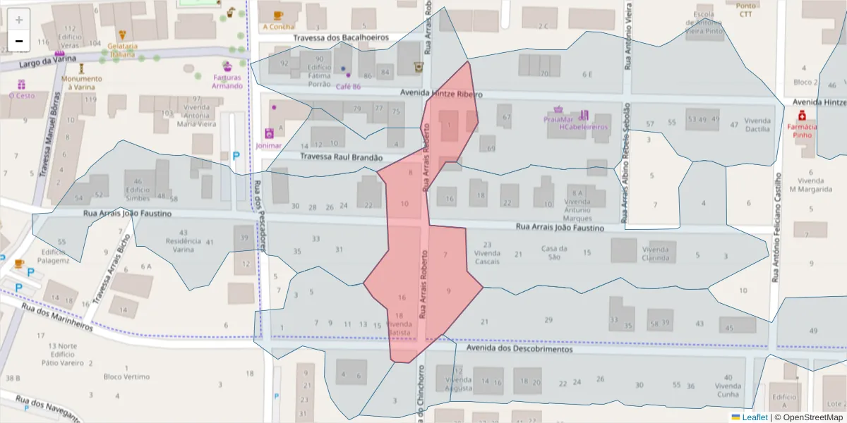 Mapa detalhado do código postal 3870-334 com limites, códigos postais vizinhos e agências dos correios
