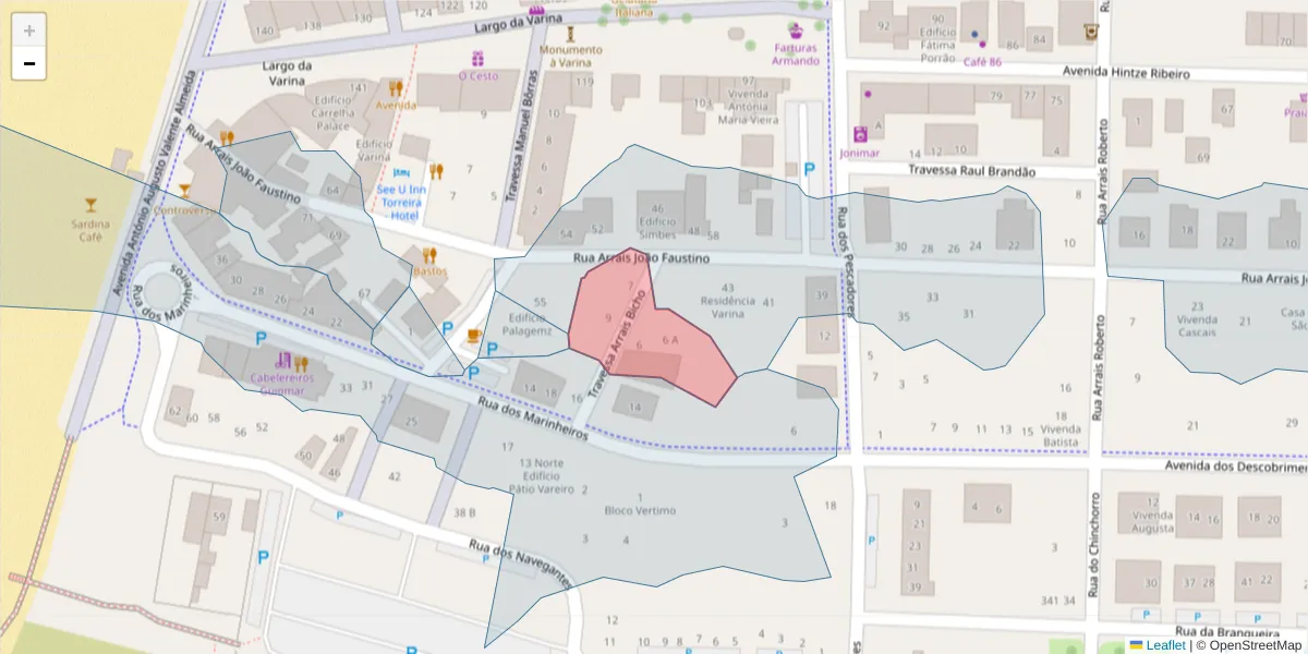 Mapa detalhado do código postal 3870-359 com limites, códigos postais vizinhos e agências dos correios