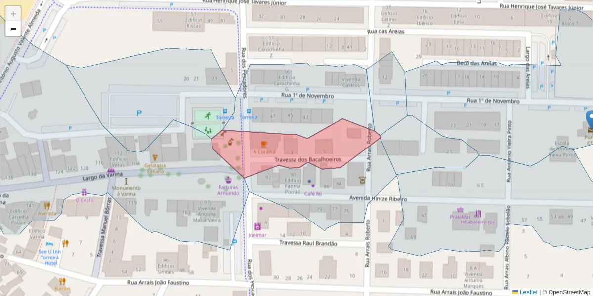 Mapa detalhado do código postal 3870-362 com limites, códigos postais vizinhos e agências dos correios