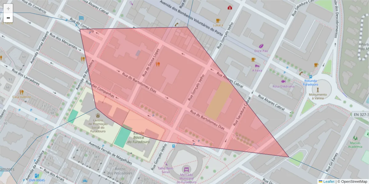 Mapa detalhado do código postal 3880-362 com limites, códigos postais vizinhos e agências dos correios