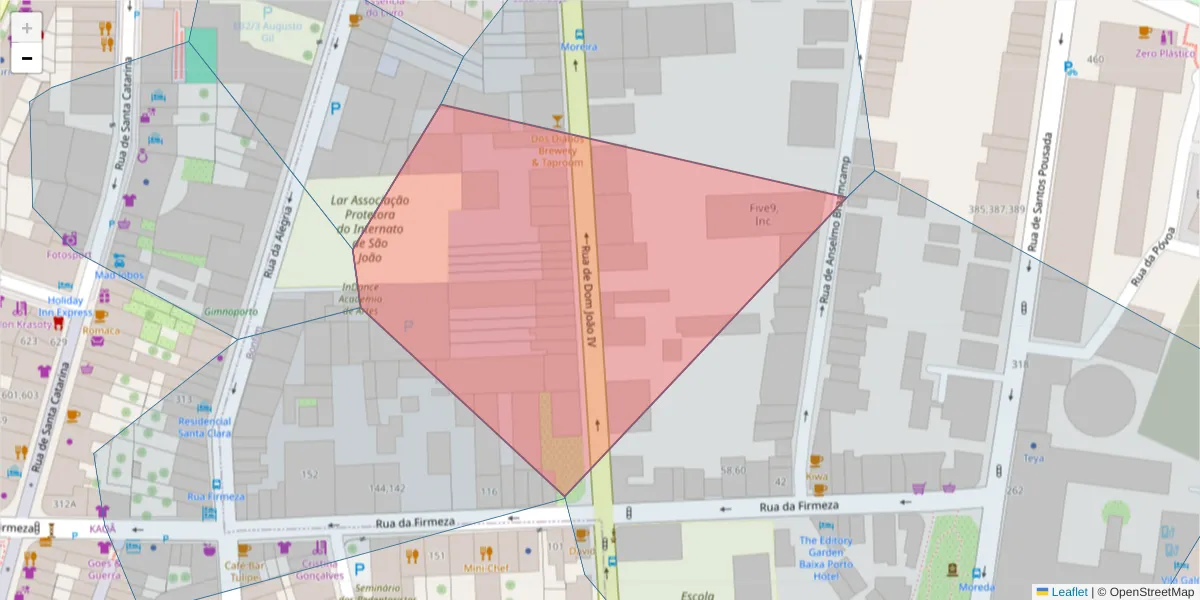 Mapa detalhado do código postal 4000-030 com limites, códigos postais vizinhos e agências dos correios