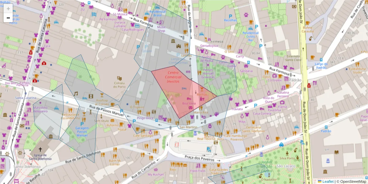 Mapa detalhado do código postal 4000-041 com limites, códigos postais vizinhos e agências dos correios