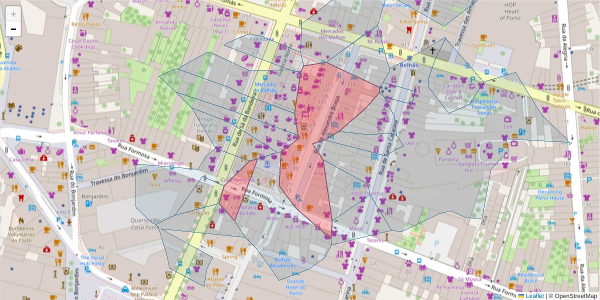 Mapa detalhado do código postal 4000-049 com limites, códigos postais vizinhos e agências dos correios