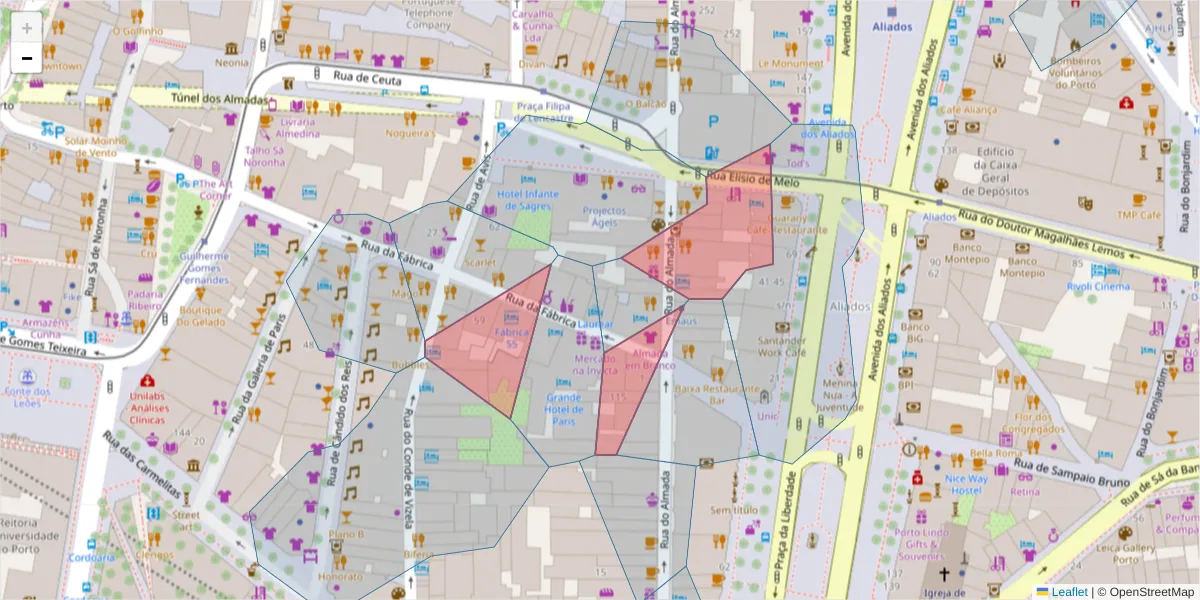 Mapa detalhado do código postal 4000-196 com limites, códigos postais vizinhos e agências dos correios