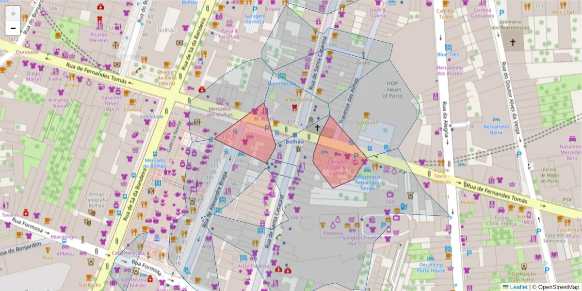 Mapa detalhado do código postal 4000-217 com limites, códigos postais vizinhos e agências dos correios