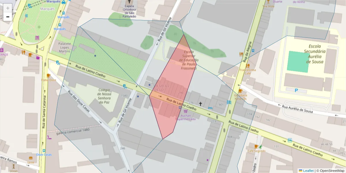 Mapa detalhado do código postal 4000-225 com limites, códigos postais vizinhos e agências dos correios