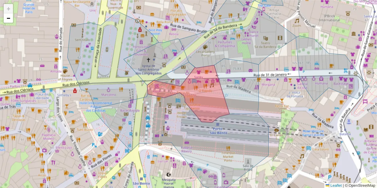 Mapa detalhado do código postal 4000-330 com limites, códigos postais vizinhos e agências dos correios
