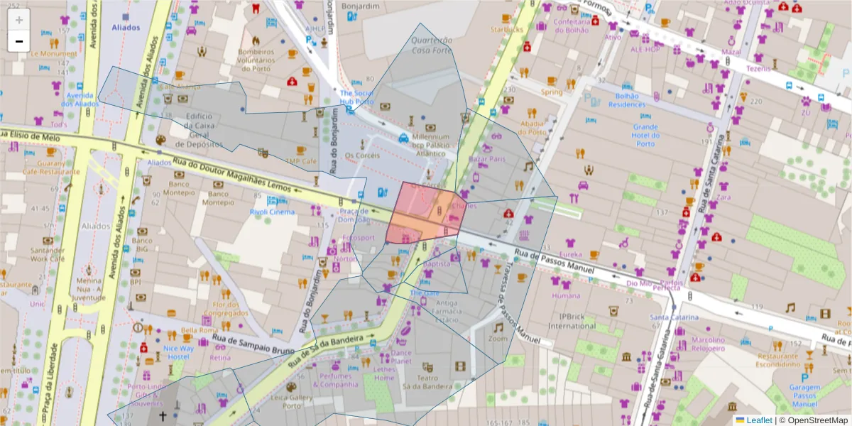 Mapa detalhado do código postal 4000-380 com limites, códigos postais vizinhos e agências dos correios