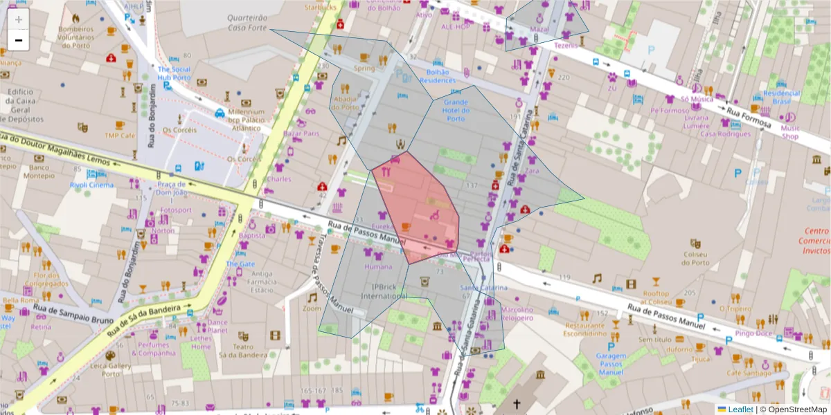 Mapa detalhado do código postal 4000-384 com limites, códigos postais vizinhos e agências dos correios
