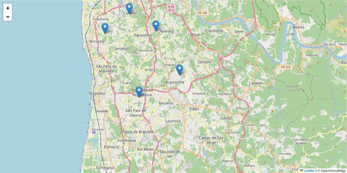 Mapa detalhado do código postal 4000-404 com limites, códigos postais vizinhos e agências dos correios