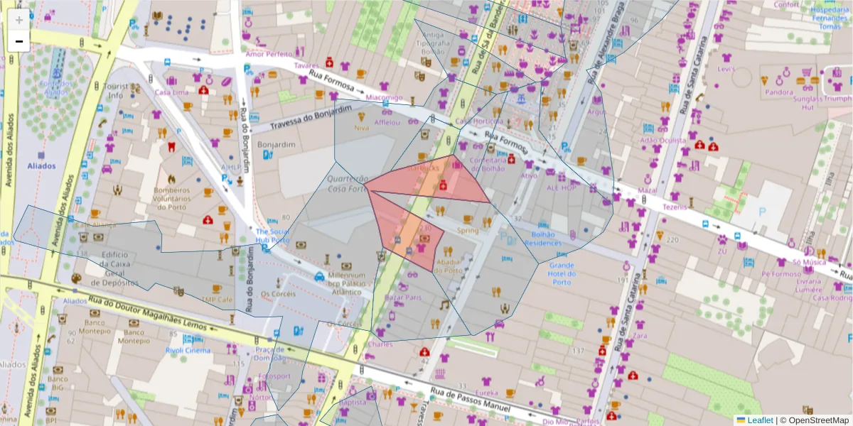 Mapa detalhado do código postal 4000-428 com limites, códigos postais vizinhos e agências dos correios