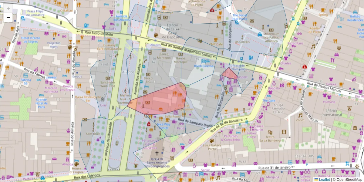 Mapa detalhado do código postal 4000-440 com limites, códigos postais vizinhos e agências dos correios