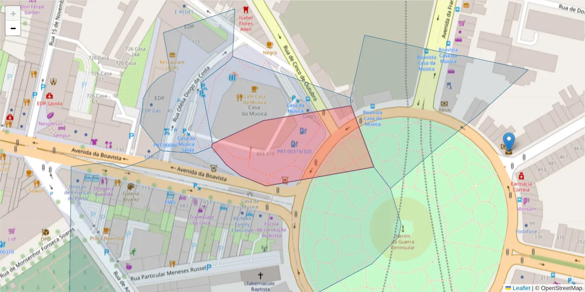 Mapa detalhado do código postal 4039-038 com limites, códigos postais vizinhos e agências dos correios