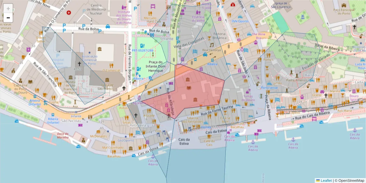 Mapa detalhado do código postal 4050-029 com limites, códigos postais vizinhos e agências dos correios