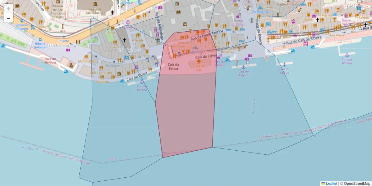 Mapa detalhado do código postal 4050-080 com limites, códigos postais vizinhos e agências dos correios