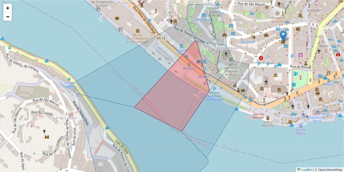 Mapa detalhado do código postal 4050-431 com limites, códigos postais vizinhos e agências dos correios