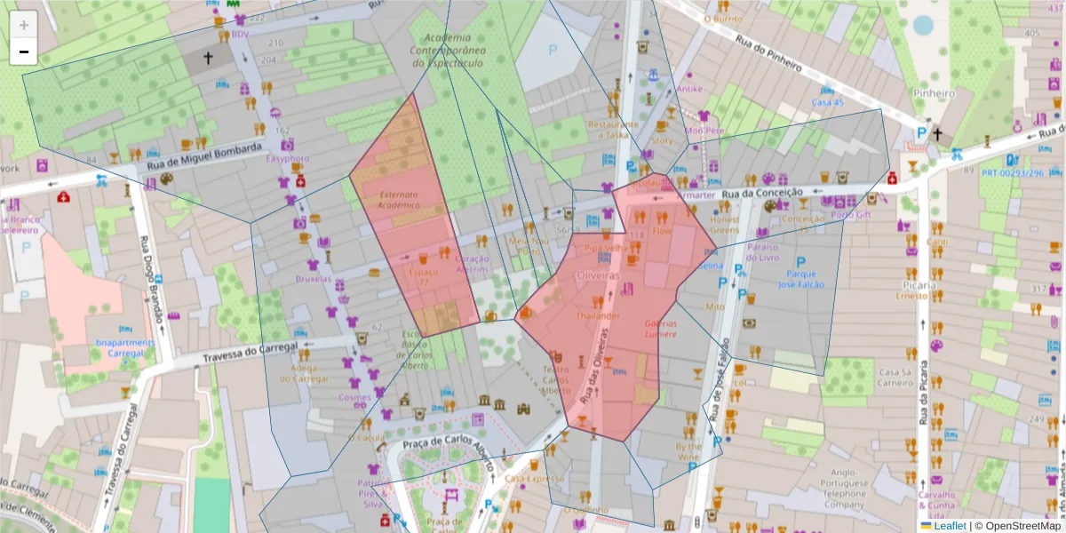 Mapa detalhado do código postal 4050-449 com limites, códigos postais vizinhos e agências dos correios