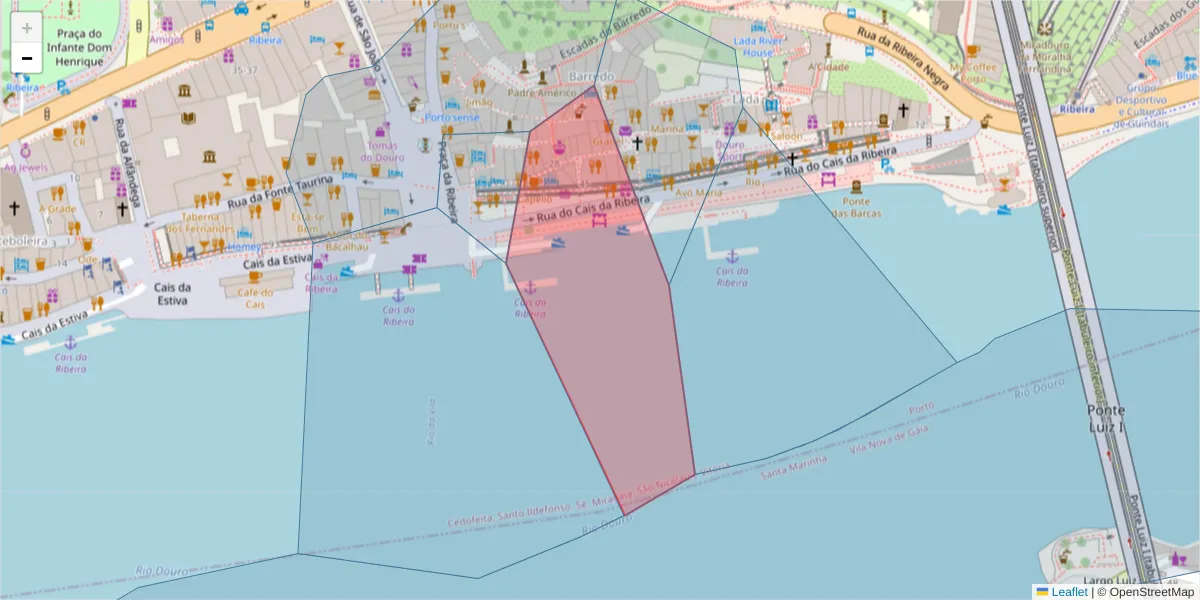 Mapa detalhado do código postal 4050-511 com limites, códigos postais vizinhos e agências dos correios