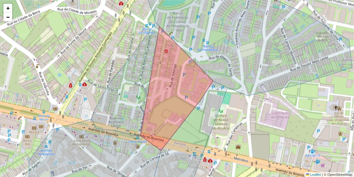 Mapa detalhado do código postal 4100-120 com limites, códigos postais vizinhos e agências dos correios
