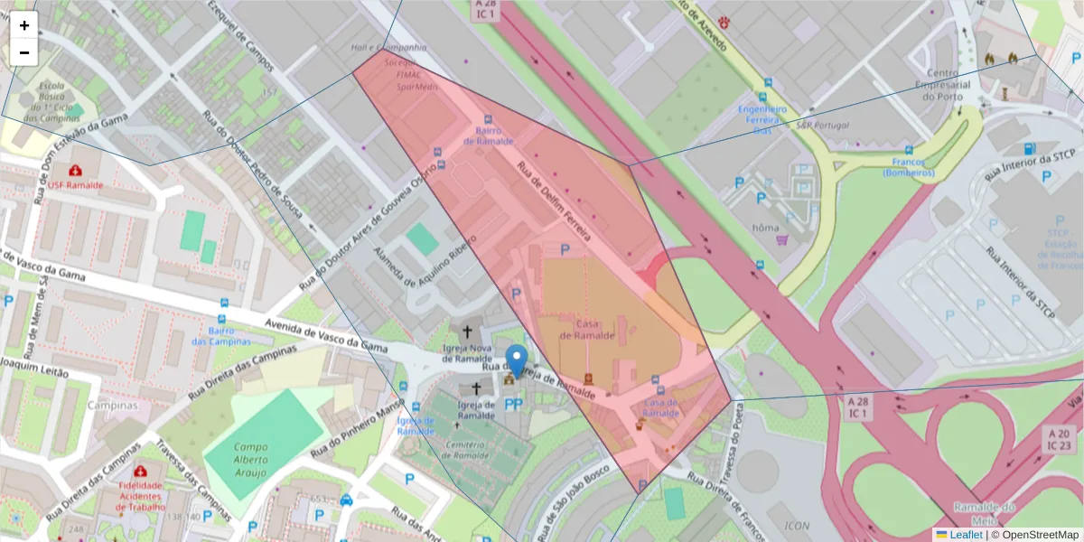 Mapa detalhado do código postal 4149-011 com limites, códigos postais vizinhos e agências dos correios