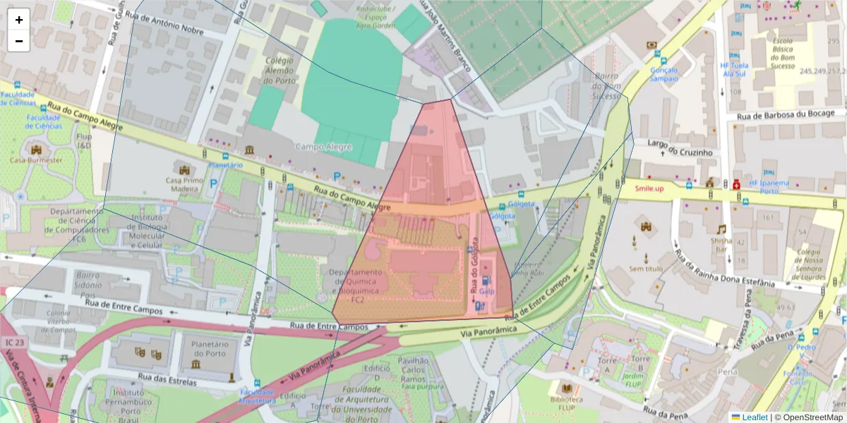 Mapa detalhado do código postal 4150-179 com limites, códigos postais vizinhos e agências dos correios