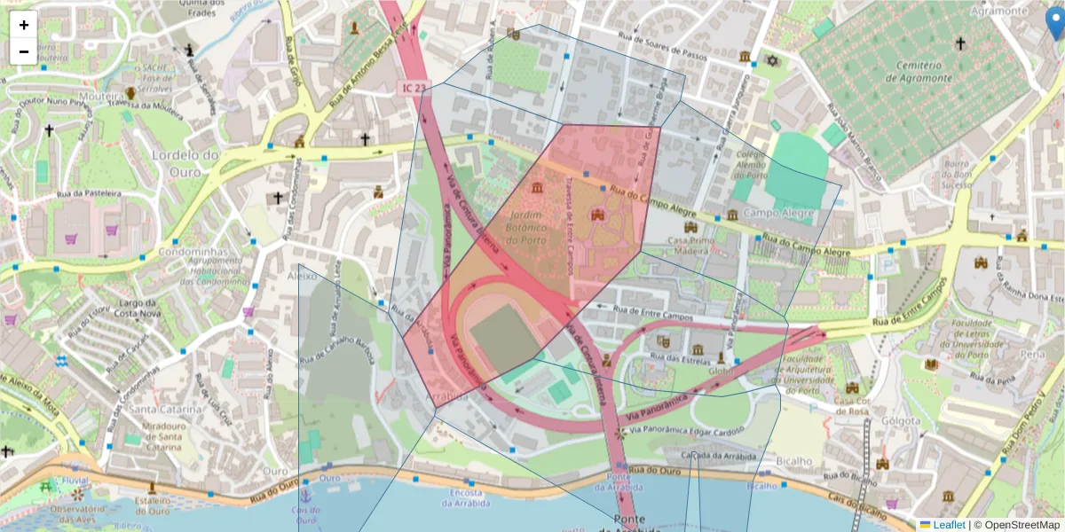 Mapa detalhado do código postal 4150-181 com limites, códigos postais vizinhos e agências dos correios