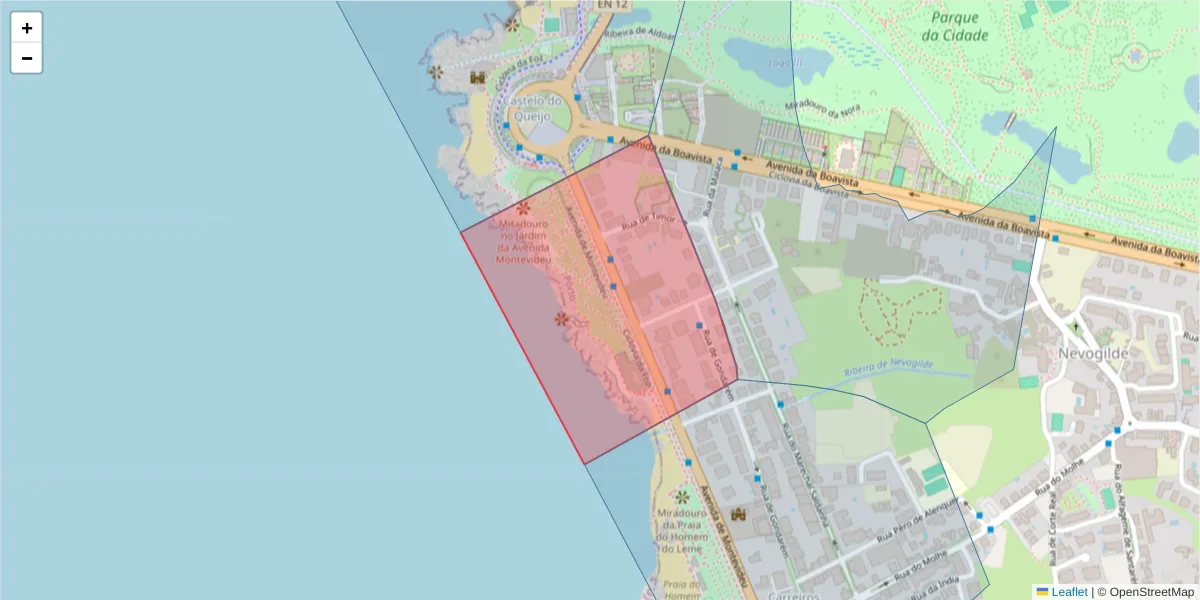 Mapa detalhado do código postal 4150-518 com limites, códigos postais vizinhos e agências dos correios