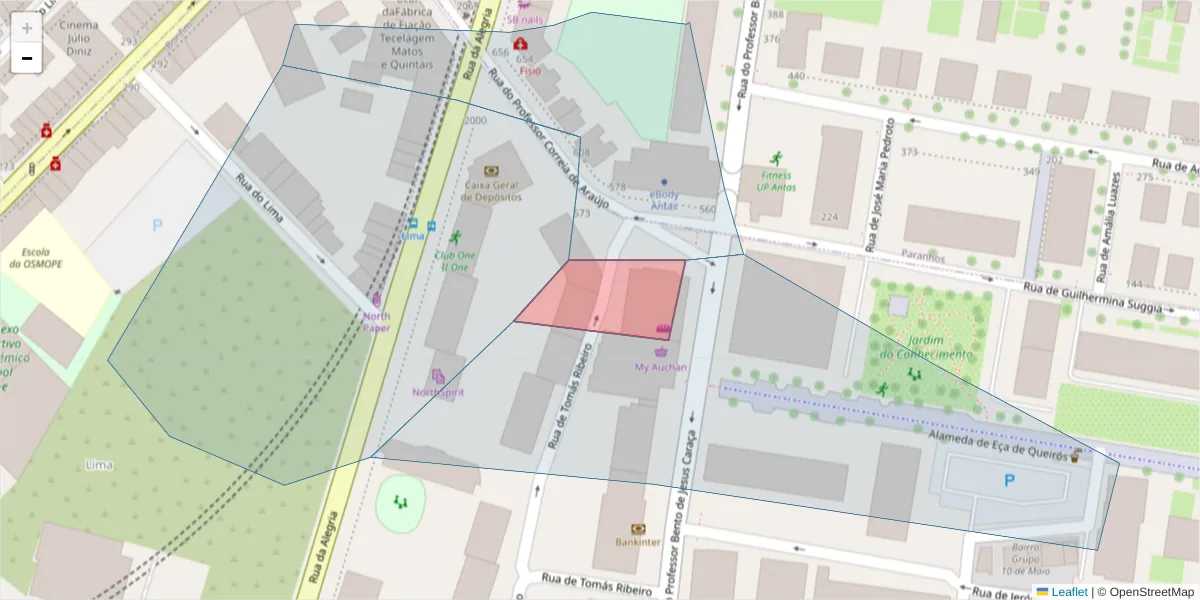 Mapa detalhado do código postal 4200-128 com limites, códigos postais vizinhos e agências dos correios