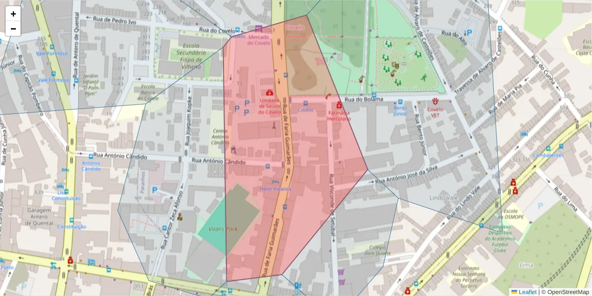 Mapa detalhado do código postal 4200-191 com limites, códigos postais vizinhos e agências dos correios
