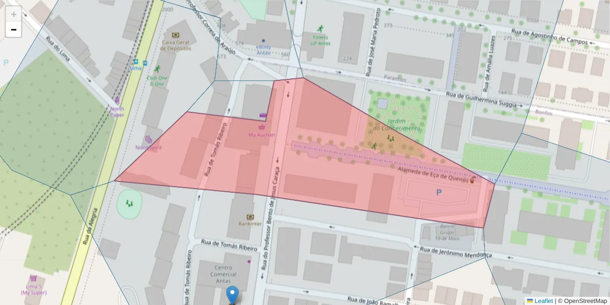 Mapa detalhado do código postal 4200-318 com limites, códigos postais vizinhos e agências dos correios