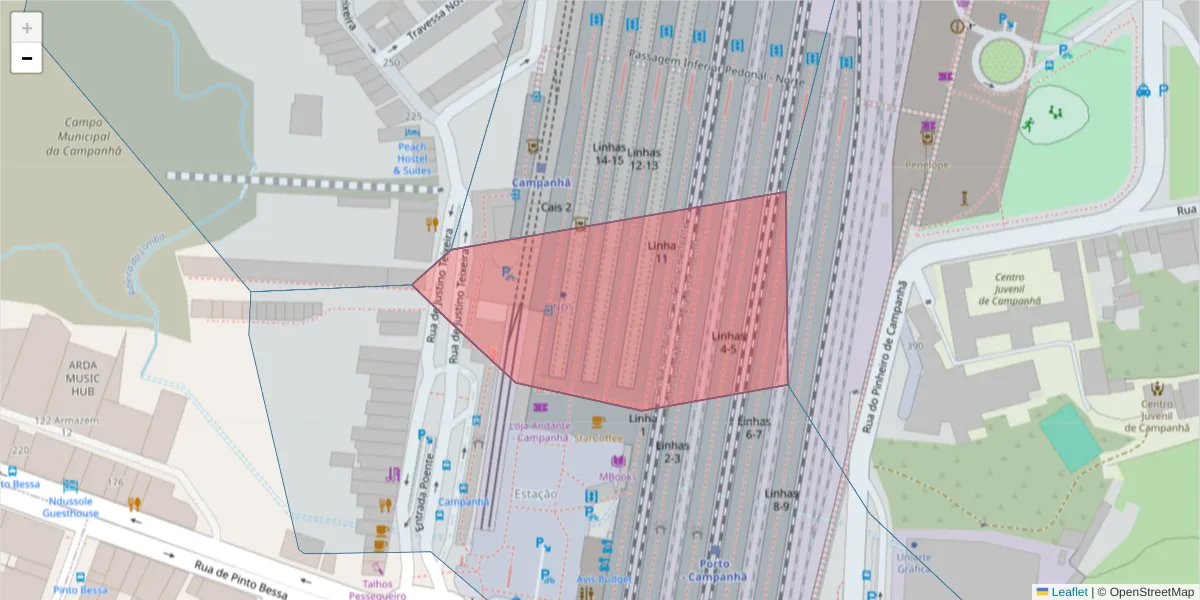 Mapa detalhado do código postal 4300-273 com limites, códigos postais vizinhos e agências dos correios
