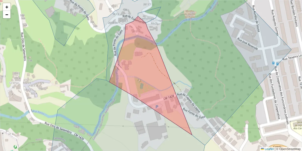 Mapa detalhado do código postal 4300-437 com limites, códigos postais vizinhos e agências dos correios
