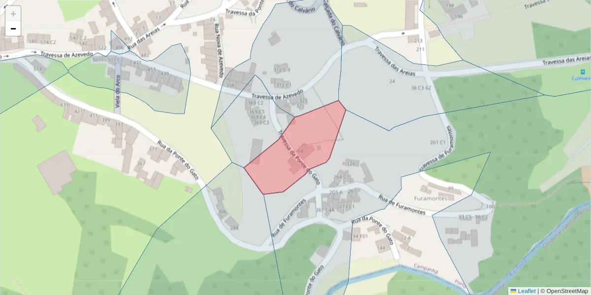 Mapa detalhado do código postal 4300-441 com limites, códigos postais vizinhos e agências dos correios