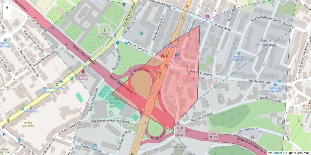 Mapa detalhado do código postal 4350-161 com limites, códigos postais vizinhos e agências dos correios