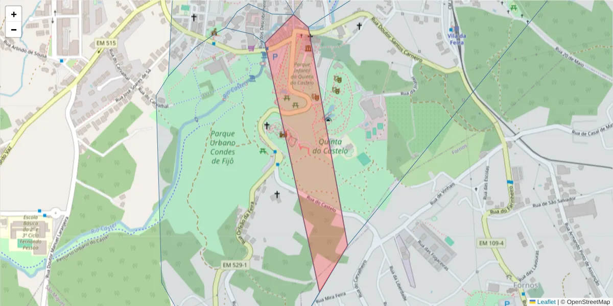 Mapa detalhado do código postal 4405-696 com limites, códigos postais vizinhos e agências dos correios