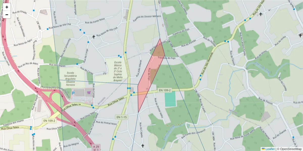 Mapa detalhado do código postal 4410-005 com limites, códigos postais vizinhos e agências dos correios