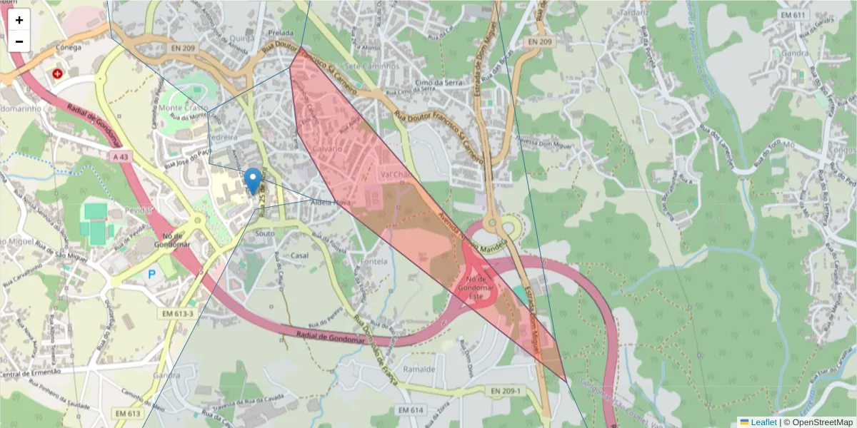 Mapa detalhado do código postal 4420-089 com limites, códigos postais vizinhos e agências dos correios
